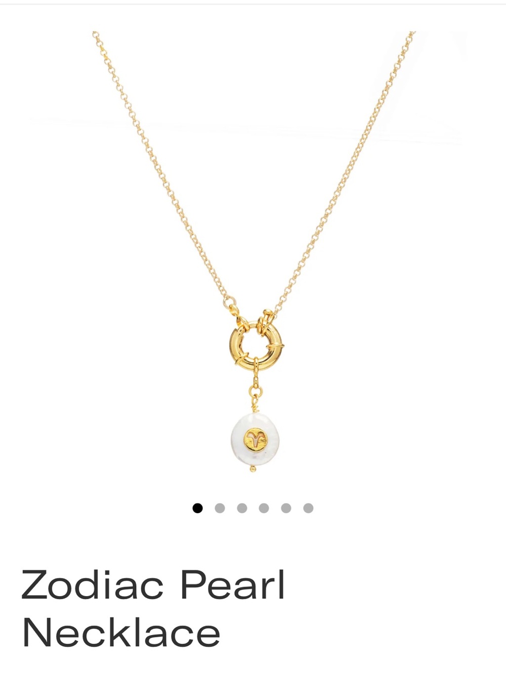 Zodiac Pearl Necklace - Gold with White Pearl